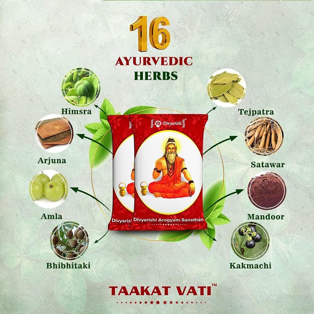 Divyarishi Taakat Vati: Boost Immune System Naturally for Increased Stamina & Muscle Mass | Weight Gain Supplement for Men & Women