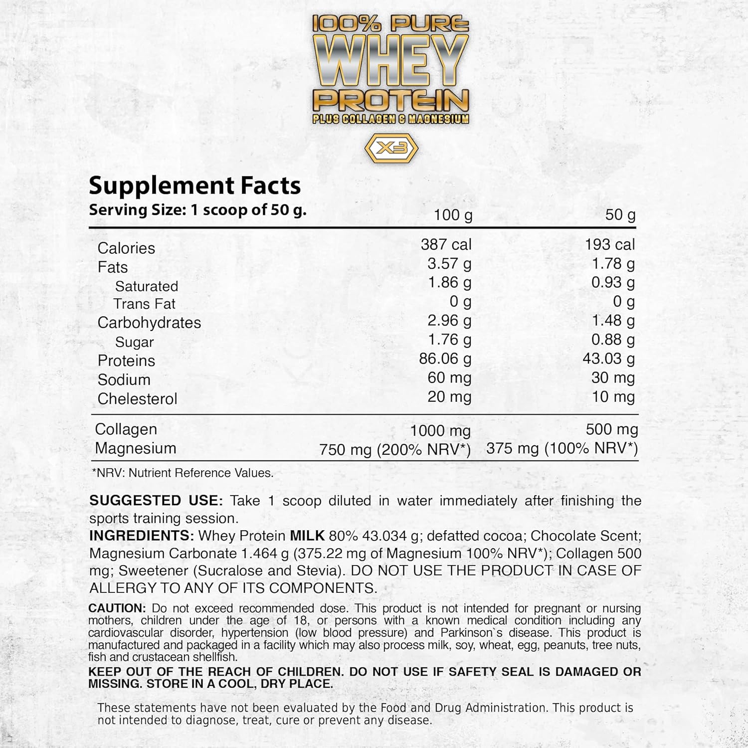 DL 100% Pure Whey Protein with Collagen, Magnesium, and BCAAs for Muscle Gain and Recovery - Chocolate Flavor, 2LB