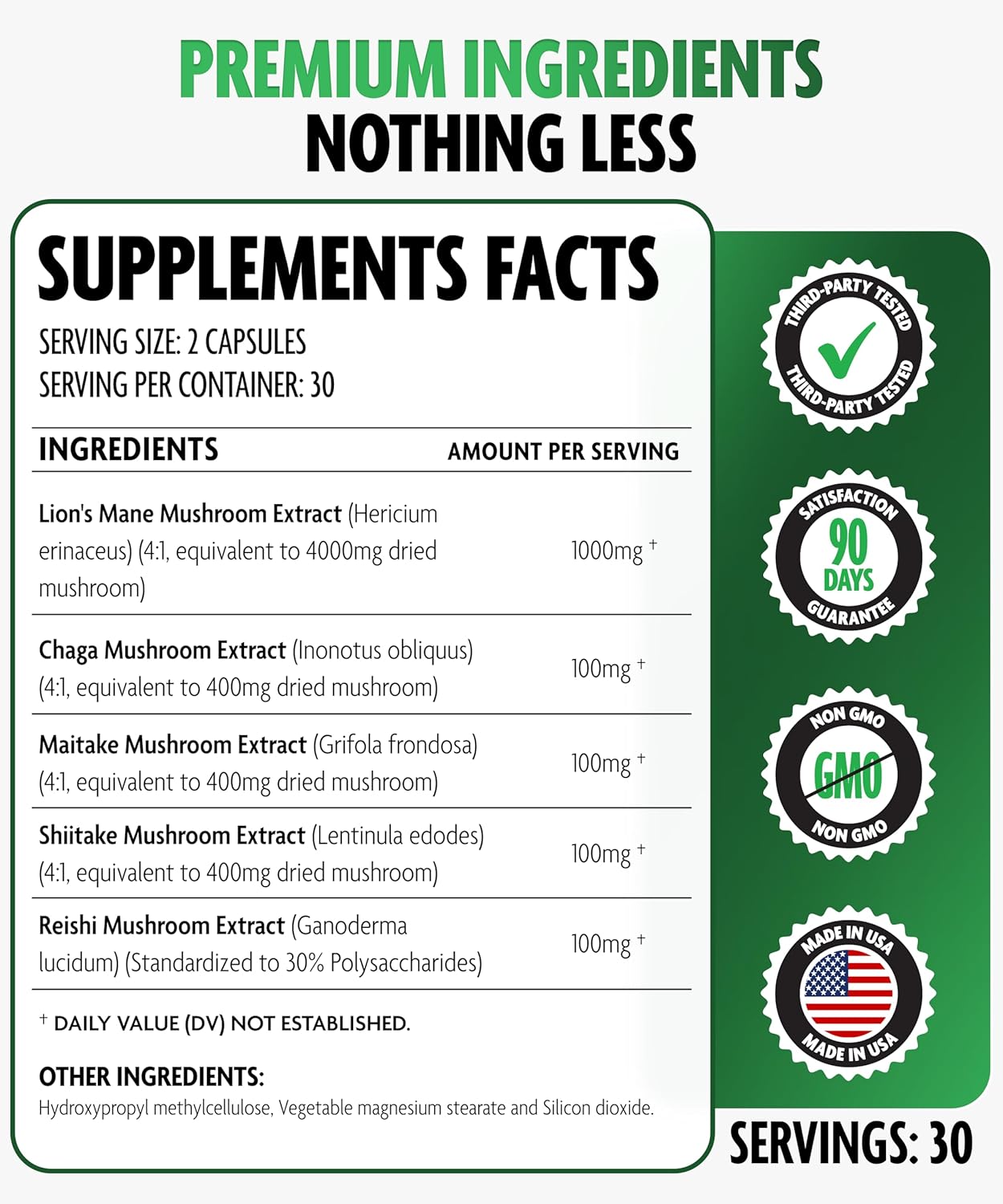 DMoose Fitness Lions Mane Mushroom Complex - 5 in 1 Adaptogenic Blend Capsules for Memory, Focus & Immune Support - Nootropic Supplement with Lionsmane, Chaga, Maitake, Shiitake & Reishi Extracts