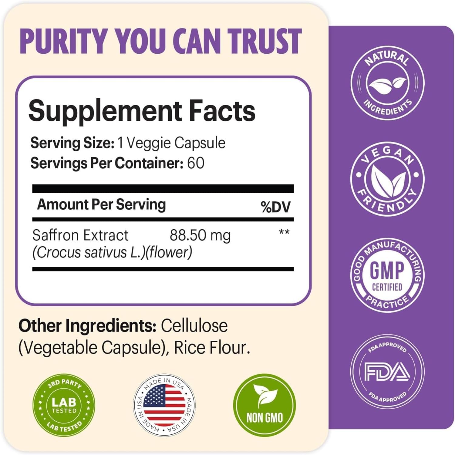 DMoose Fitness Saffron Extract Capsules - Boost Energy, Promote Eye Health - Non-GMO Supplement for Men & Women - 60 Capsules