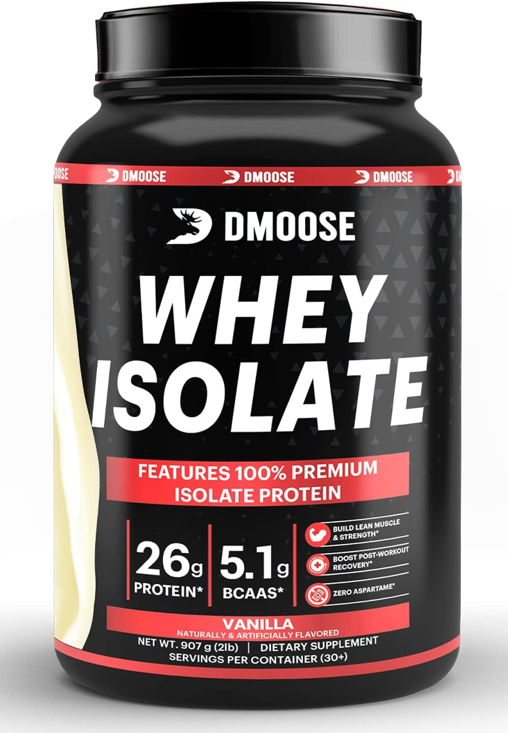 DMoose Fitness Whey Isolate Protein Powder - 26g Protein, 5.1g BCAAs, Gluten Free, Muscle Mass Support - Chocolate & Vanilla, 30 Servings