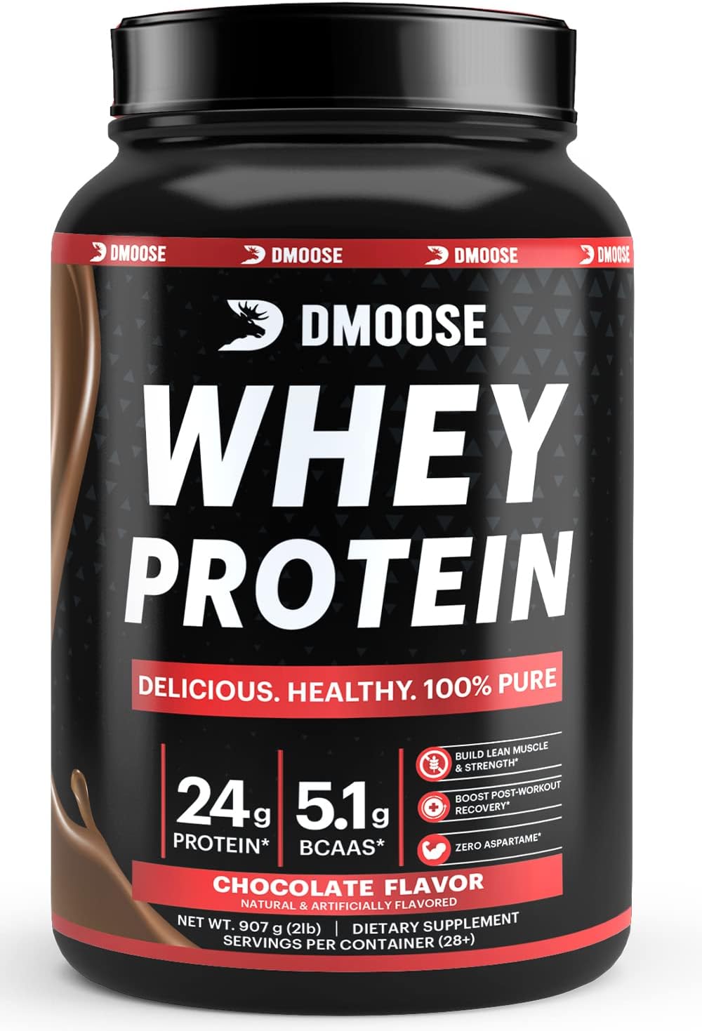 DMoose Fitness Whey Protein Powder - 24g Protein, 130 Calories, 5.1g BCAAs - Natural Muscle Gain Supplement - Chocolate/Vanilla, 2lbs