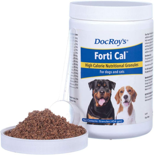 Doc Roy's Forti Cal High Calorie Nutritional Energy Supplement - 454 gm Granules for Dogs, Cats, Puppies, and Kittens by Revival Animal Health