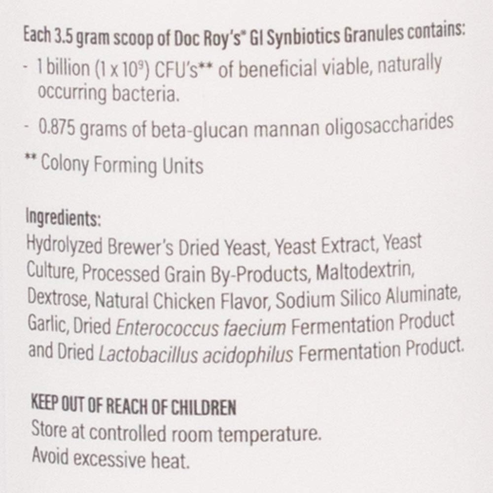 Doc Roy's GI Synbiotics Probiotic & Prebiotic Supplement 454g Granules for Dogs & Cats by Revival Animal Health