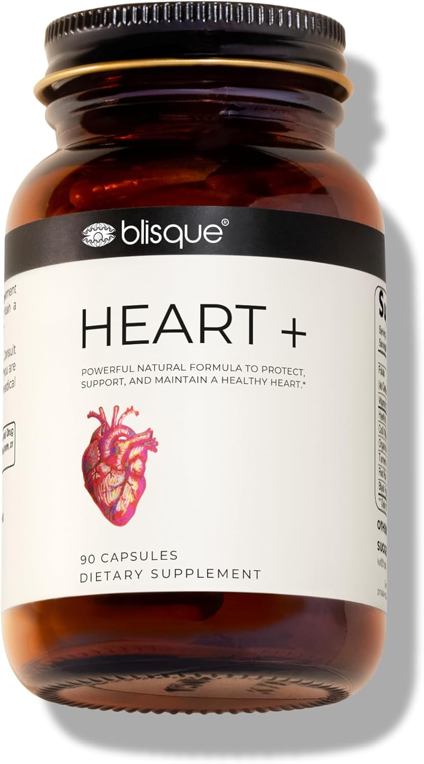 Doctor-Approved Blisque Supplement for Heart Health and Circulation | Natural Blood Pressure Support with CoQ10, Hawthorn Berry, Beet Root, Turmeric | 90 Capsules