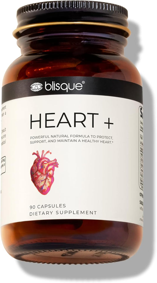 Doctor-Approved Blisque Supplement for Heart Health and Circulation | Natural Blood Pressure Support with CoQ10, Hawthorn Berry, Beet Root, Turmeric | 90 Capsules