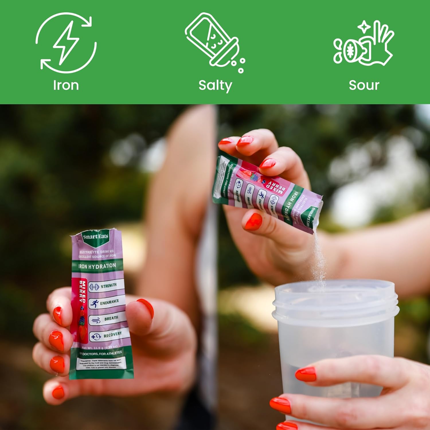 Doctor-Designed Smart Eats Electrolyte Powder with Iron, Electrolytes, Minerals & Vitamins for Hydration - 30 Packets, Sour Berry Flavor