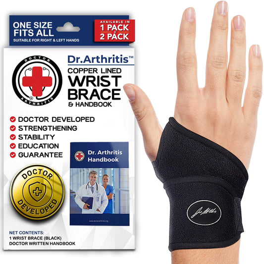 Doctor Developed Wrist Brace for Carpal Tunnel, Arthritis & Tendonitis - Hand Support for Fitness, Weightlifting - Includes Handbook