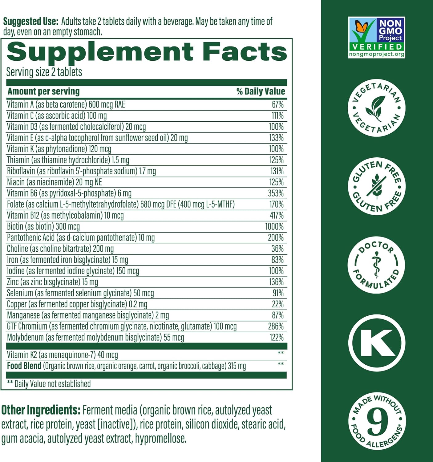Doctor-Formulated Women's Advanced Multivitamin with Iron, Choline, Vitamin D, Vitamin C, and Zinc for Brain Health and Immune Support - Non-GMO Vegetarian Tablets - 120 Tabs