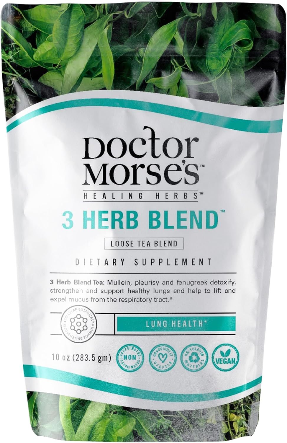 Doctor Morse's Mullein Leaf Tea: 3 Herb Blend, 86 Servings, 7oz, Caffeine Free for Lung & Respiratory Support with Pleurisy Root & Fenugreek Extract