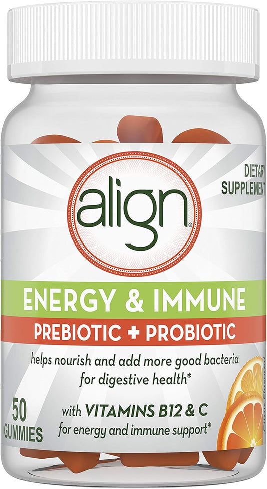 Doctor Recommended Citrus Flavor Probiotic Gummies for Gut Health & Immune Support with Vitamin C and B12 - 50 Count