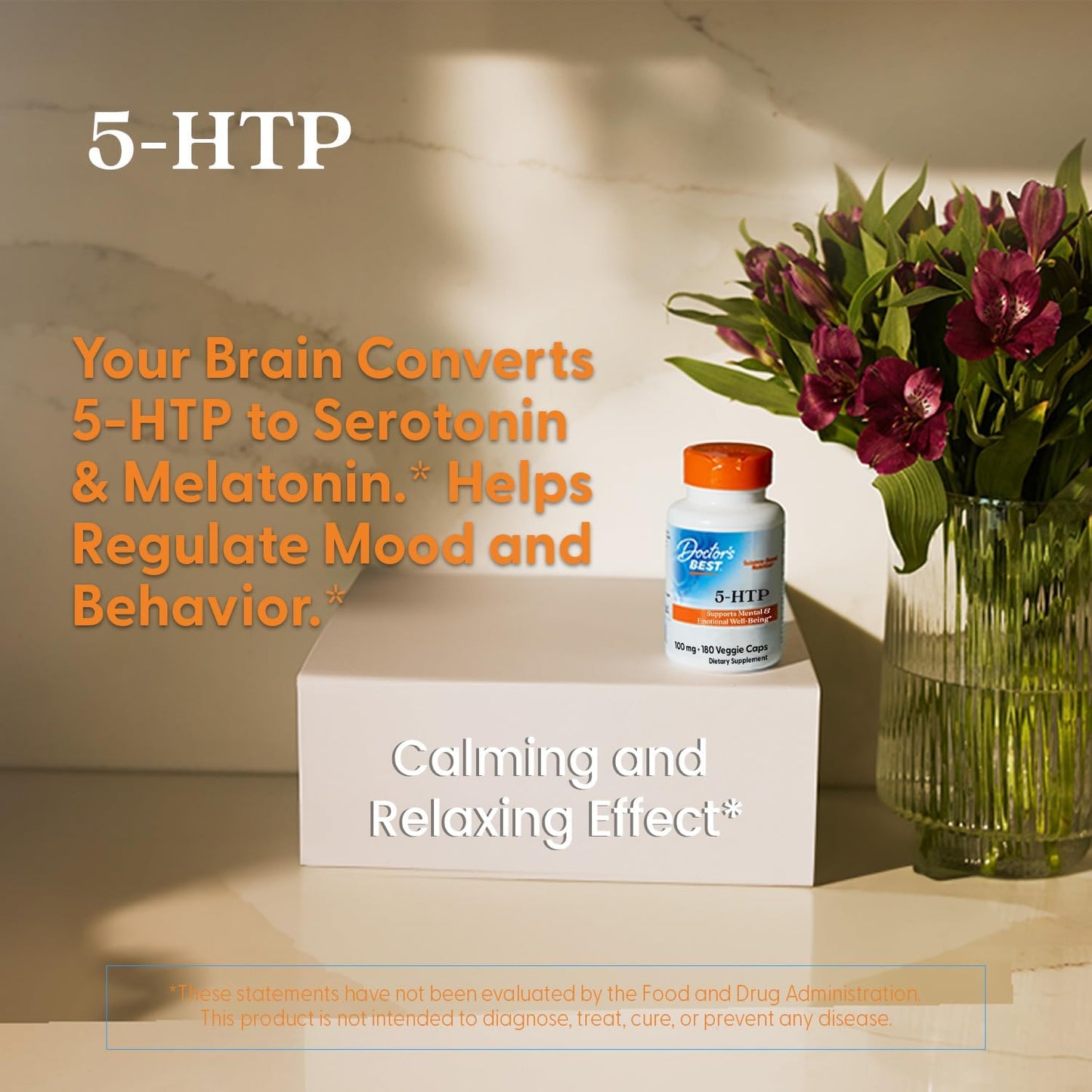 Doctor's Best 5-HTP Supplement for Mental & Emotional Well-Being - Non-GMO, Gluten-Free, Soy-Free, Vegan - 180 Veggie Capsules