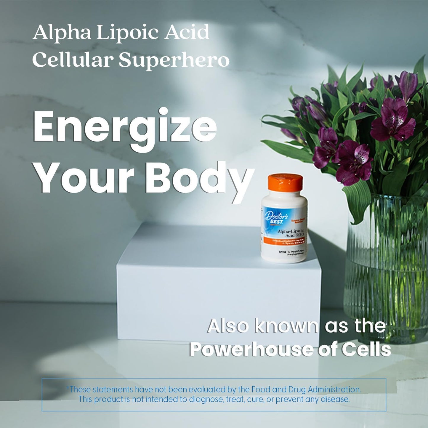 Doctor's Best Alpha-Lipoic Acid 600 mg Veggie Capsules for Antioxidant Support and Glycemic Balance, Non-GMO, Gluten-Free, Vegan, Soy-Free