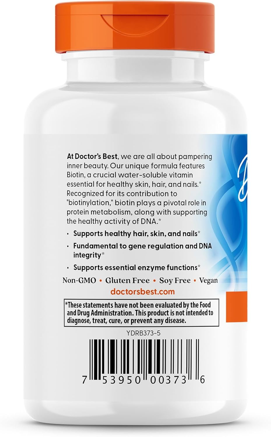 Doctor's Best Biotin Supplement for Hair, Skin, Nails - 120 Capsules