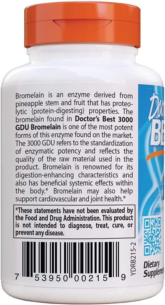 Doctor's Best Bromelain Proteolytic Digestive Enzymes Supplements - 3000 GDU, 500mg, 90 Capsules - Supports Healthy Digestion, Joint Health, Nutrient Absorption