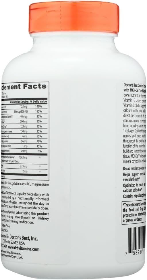 Doctor's Best Calcium Bone Maker Complex - 180 Capsules for Strong Bones and Overall Health