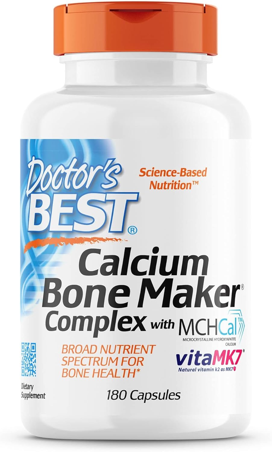 Doctor's Best Calcium Bone Maker Complex with MCHCal, 180 Capsules for Bone, Muscle, and Vascular Health