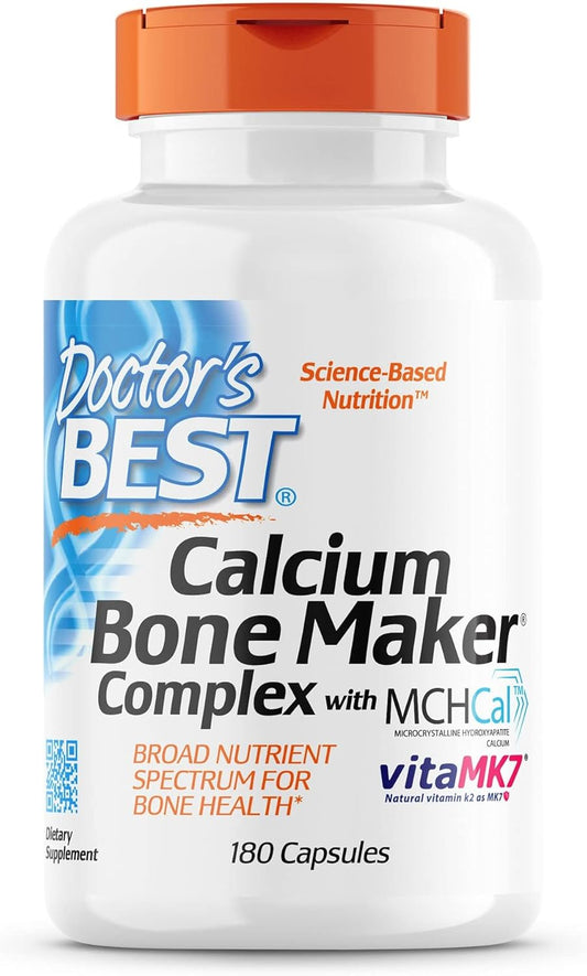 Doctor's Best Calcium Bone Maker Complex with MCHCal, 180 Capsules for Bone, Muscle, and Vascular Health