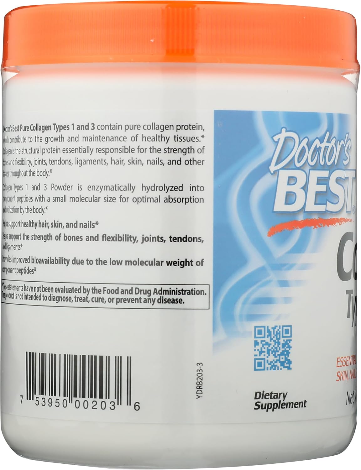 Doctor's Best Collagen Types 1 & 3 - Supports Healthy Skin, Hair, Nails, Bones, and Joints - 7.1 oz