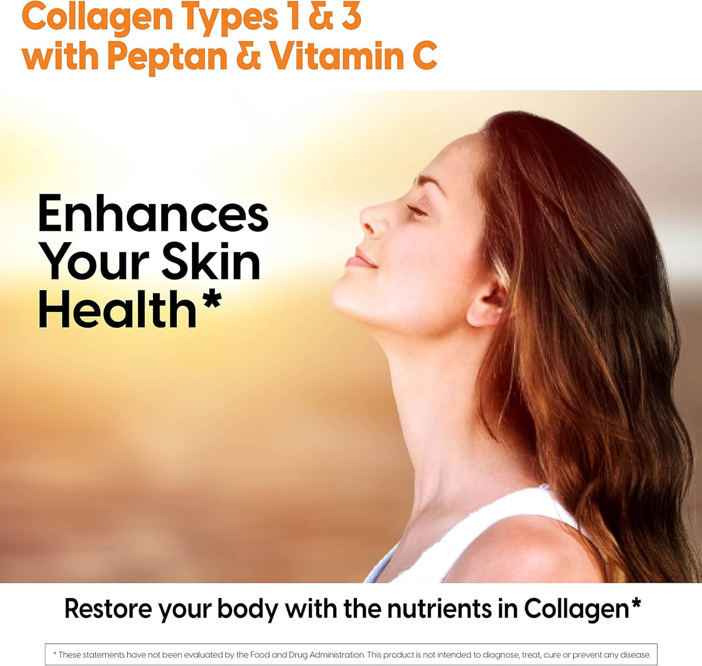 Doctor's Best Collagen Types 1 & 3 Peptan Tablets - Non-GMO, Gluten & Soy Free, 1000mg - Supports Hair, Skin, Nails, Tendons, and Bones - 180 Count