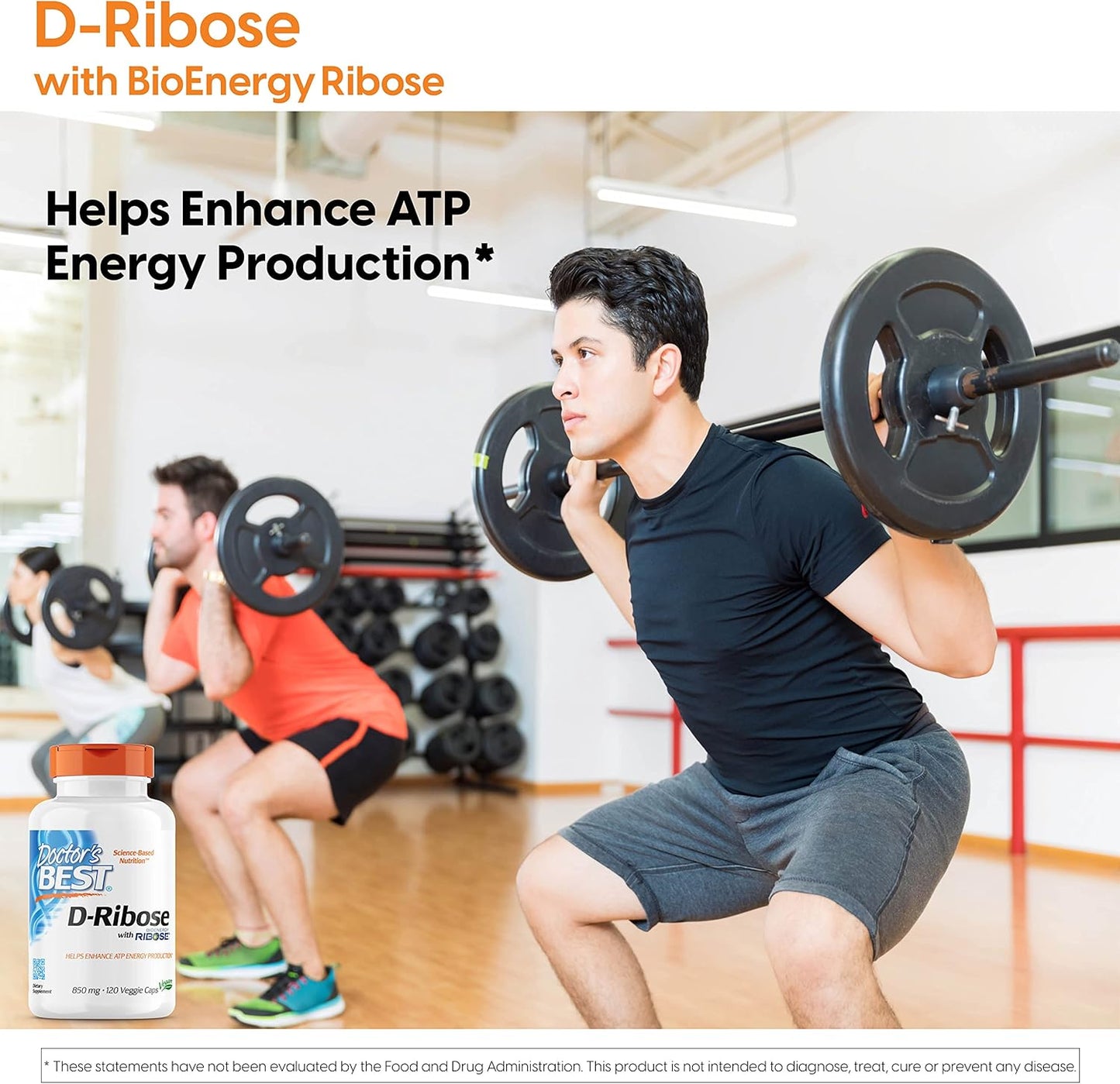 Doctor's Best D-Ribose Capsules - Supports ATP Energy, Non-GMO, Gluten-Free, Soy-Free, Vegan - 120 Count