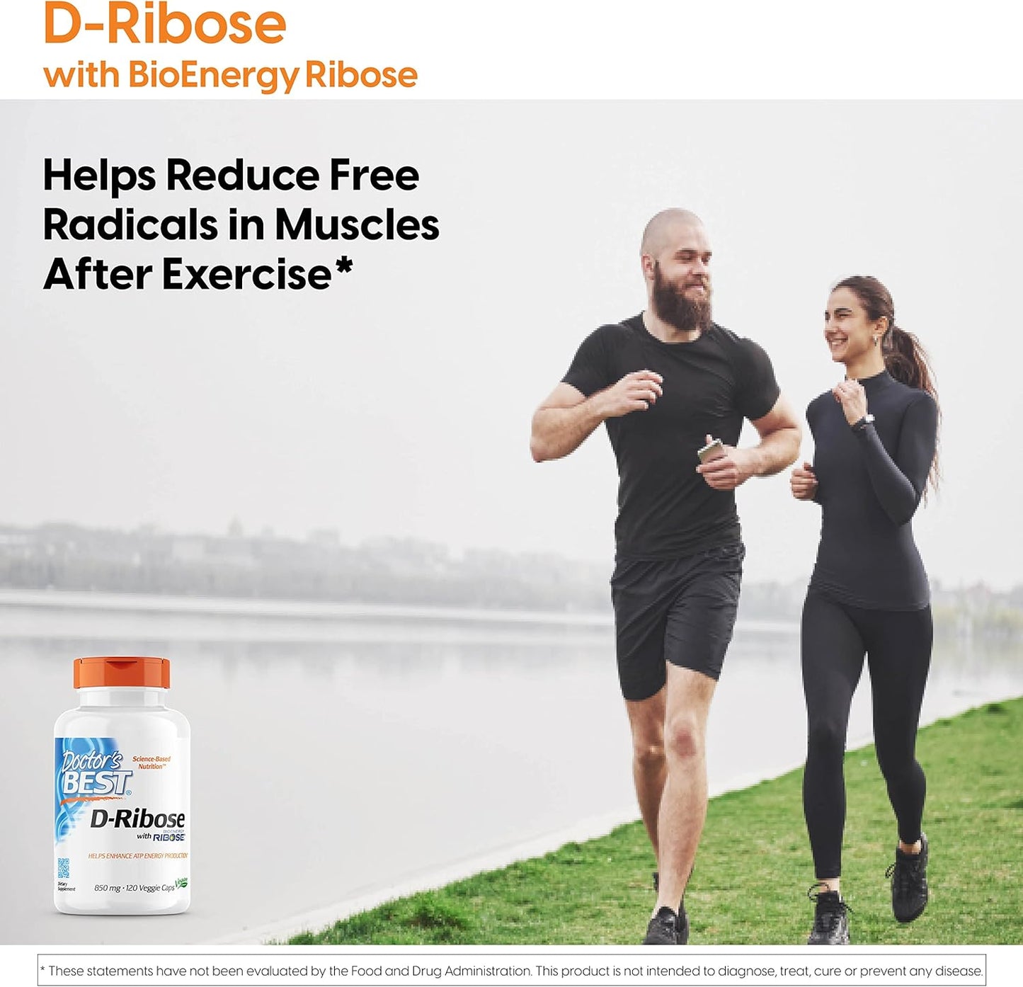 Doctor's Best D-Ribose Capsules - Supports ATP Energy, Non-GMO, Gluten-Free, Soy-Free, Vegan - 120 Count