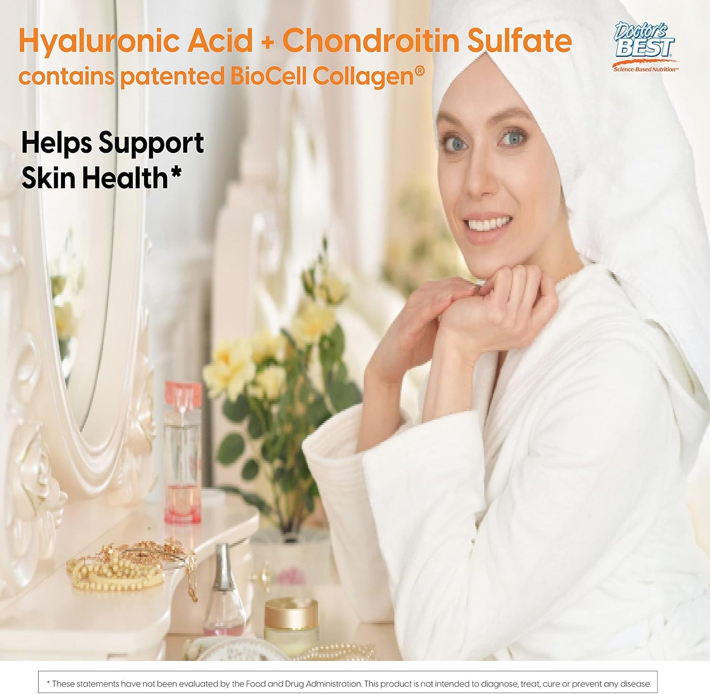 Doctor's Best Hyaluronic Acid and Chondroitin Sulfate with BioCell Collagen - Joint Support Supplement, 180 Count