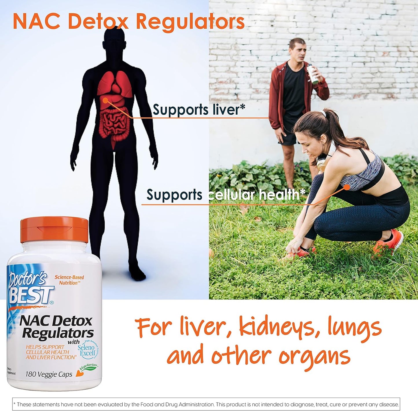 Doctor's Best NAC Detox Regulators with Seleno Excell - 180 Veggie Caps, Non-GMO, Vegetarian, Gluten & Soy Free