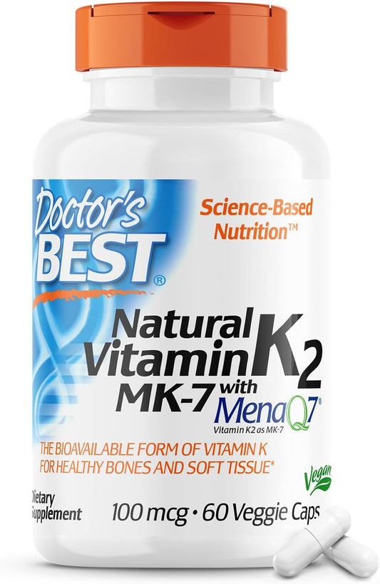 Doctor's BEST Natural Vitamin K2 Mk-7 with MenaQ7 - 100mcg, 60 Capsules