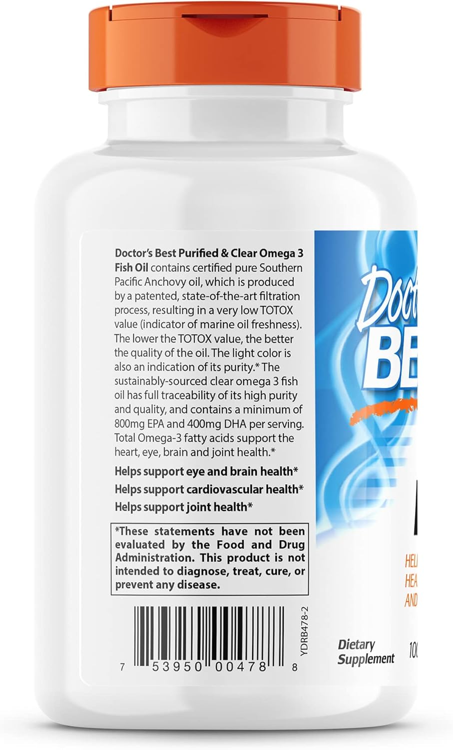 Doctor's Best Omega-3 Fish Oil Capsules for Heart, Eye, Brain & Joint Health - 120 Count, No Reflux Formula