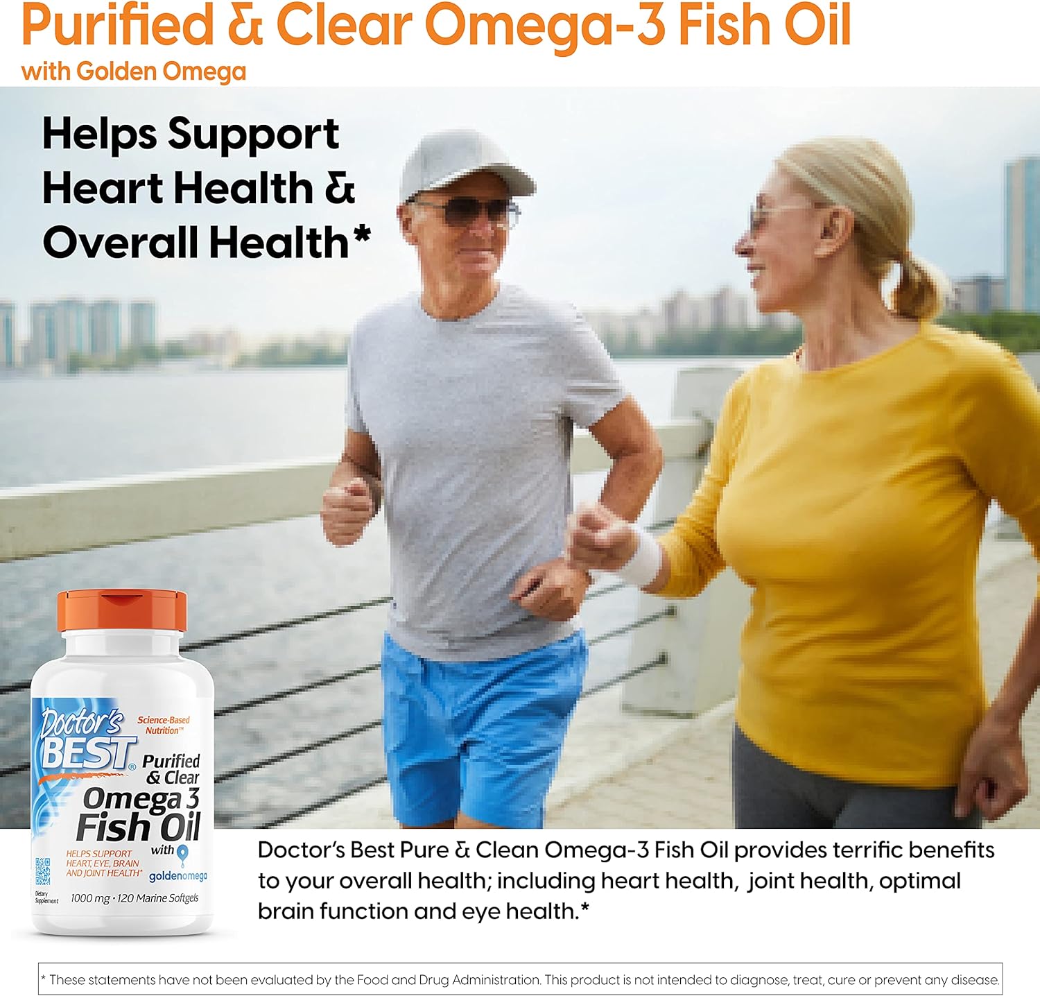 Doctor's Best Omega-3 Fish Oil Capsules for Heart, Eye, Brain & Joint Health - 120 Count, No Reflux Formula