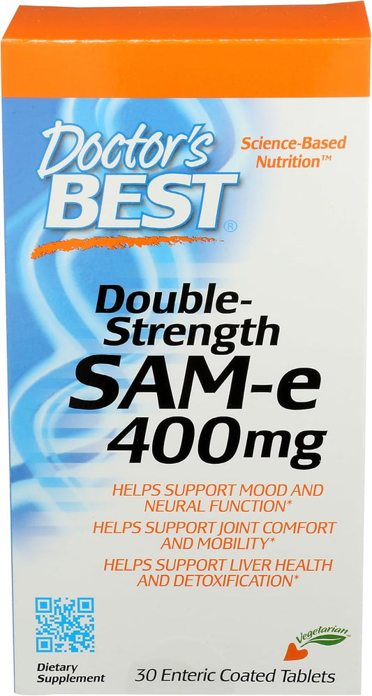 Doctor's Best SAM-e 400 mg Tablets - Vegetarian, Gluten-Free, Soy-Free for Mood and Joint Support - 30 Enteric Coated