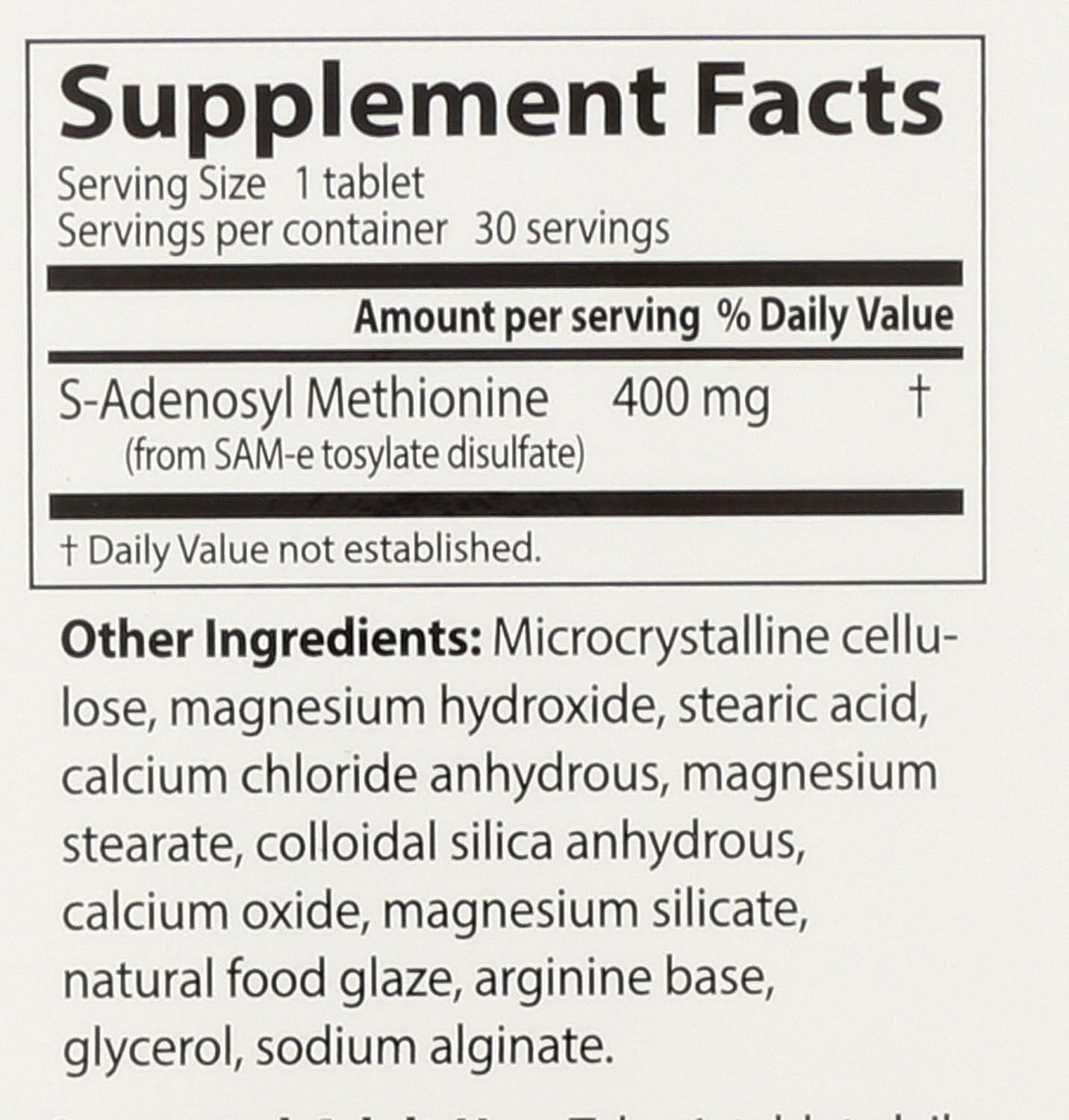 Doctor's Best SAM-e 400 mg Tablets - Vegetarian, Gluten-Free, Soy-Free for Mood and Joint Support - 30 Enteric Coated