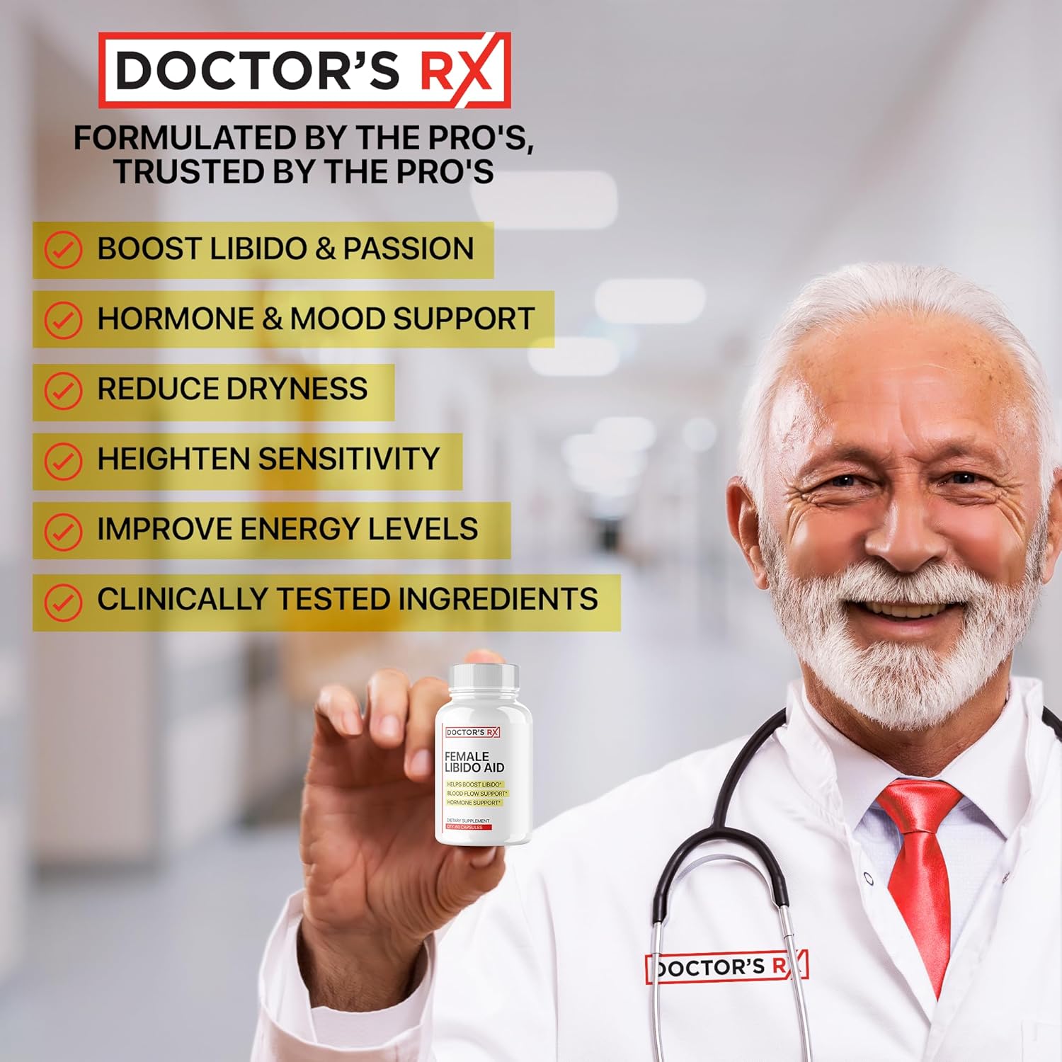 Doctor's Recommended Female Libido Booster | Balance Hormones, Heighten Sensitivity | Fast Acting with 14 Ultra Ingredients | 3rd Party Tested for Women - 60 Pills