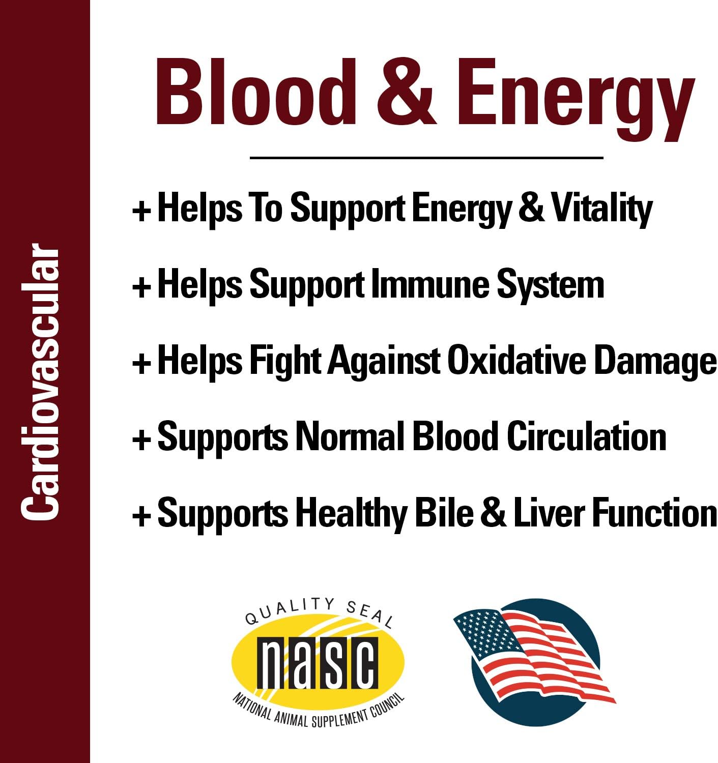 Dog Blood & Energy Support Tablets with Spirulina, Yellow Dock, & Alfalfa - 120 Chewables for Endurance & Hemoglobin Formation