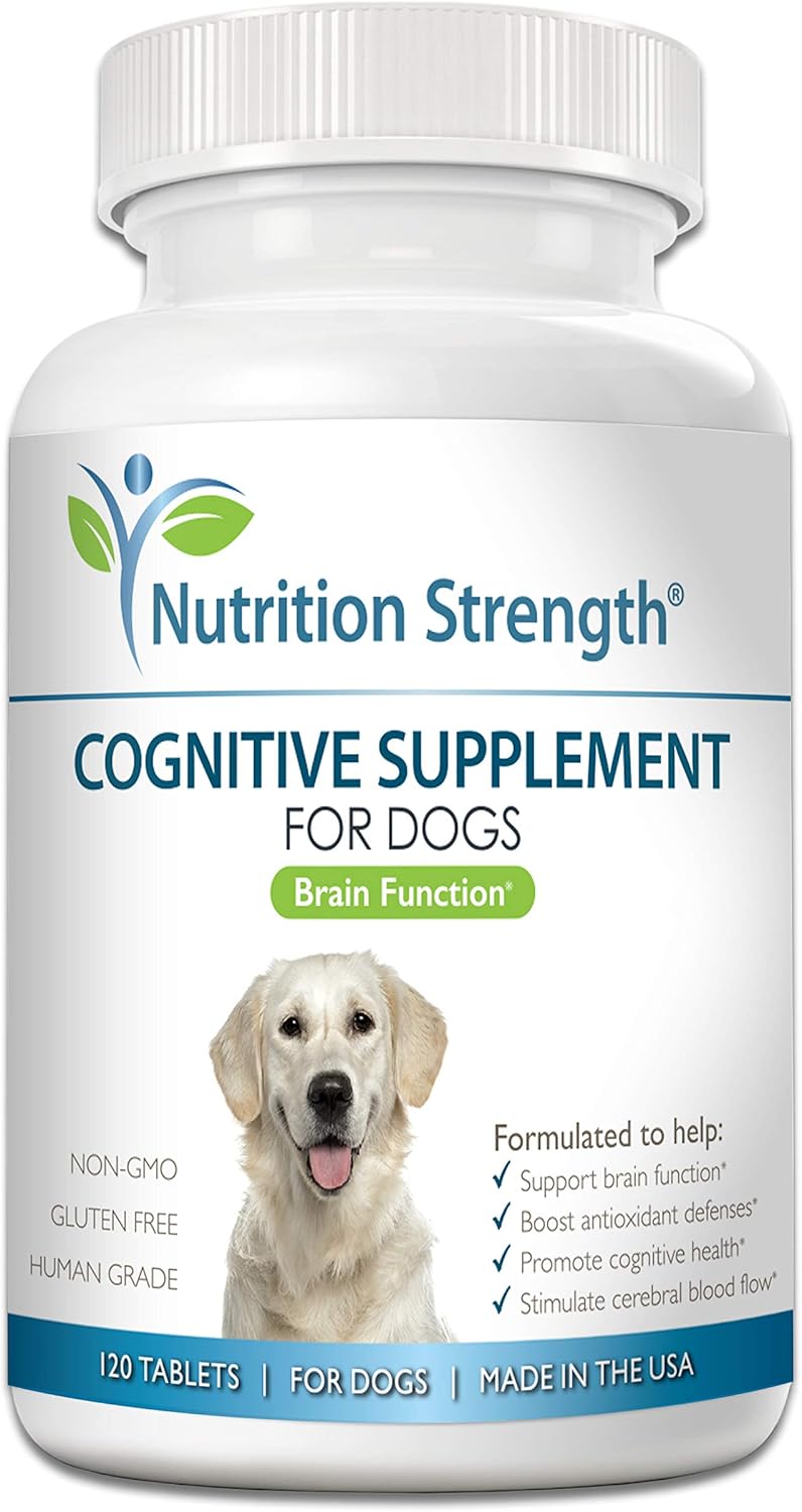 Dog Cognitive Support Supplement, Promotes Brain Health & Mental Clarity, 120 Chewable Tablets for Senior Dogs with Cognitive Difficulties