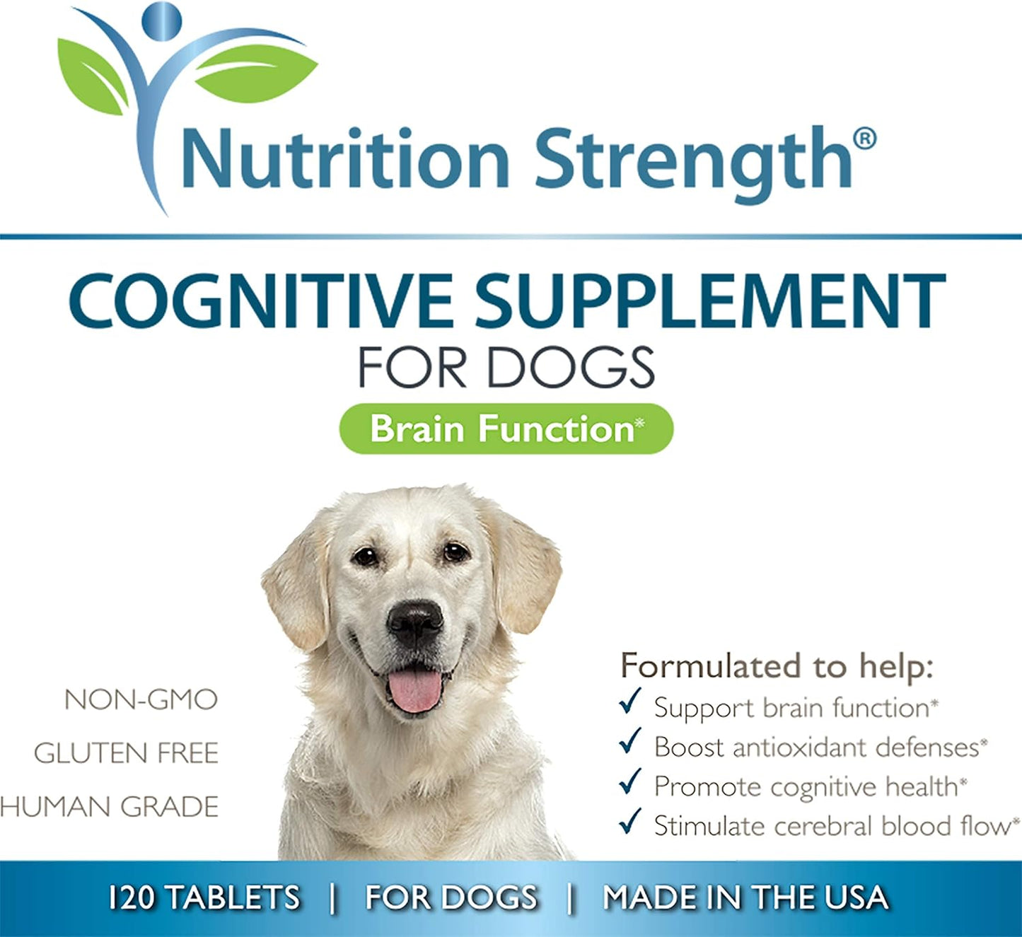 Dog Cognitive Support Supplement, Promotes Brain Health & Mental Clarity, 120 Chewable Tablets for Senior Dogs with Cognitive Difficulties