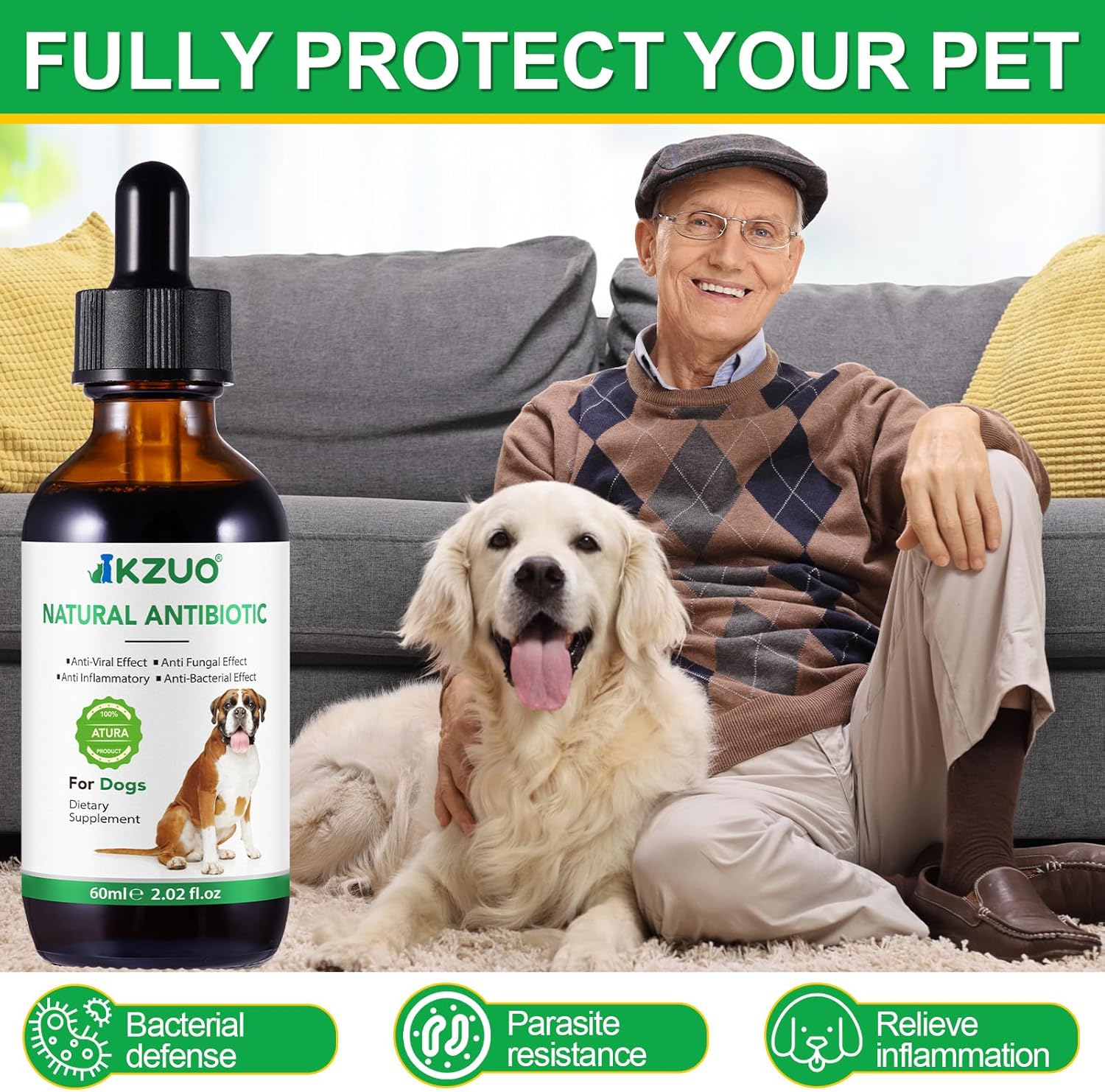 Dog Health Supplement Set: Antibiotics, Multivitamins, Topical Antibiotic for Skin Infections - 1 Piece