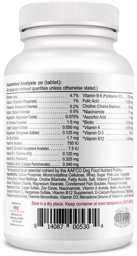 Dog Health Supplement: Vita-Tabs for Immune Support, Bone Health - 60 Liver Flavored Chewable Tablets - Essential Vitamins, Minerals, Nutrients
