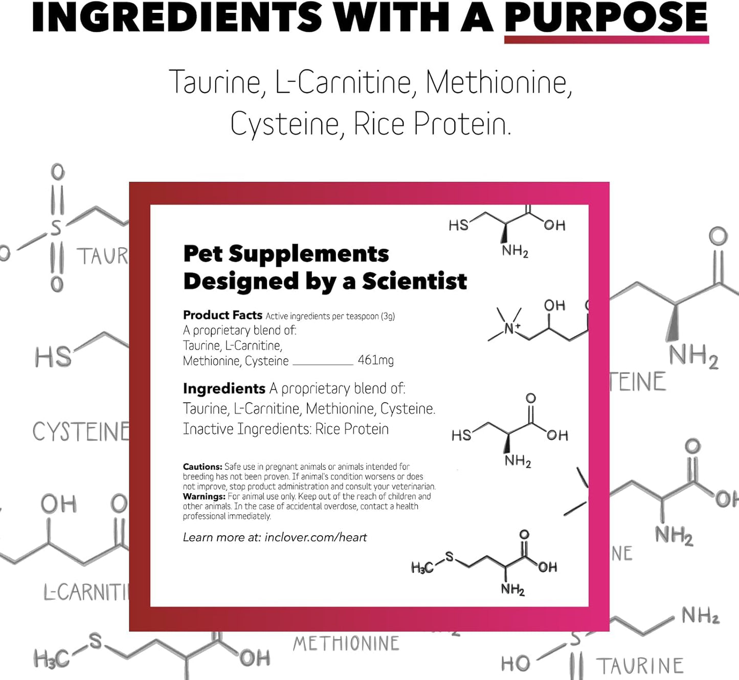 Dog Heart Health Supplement Powder with Taurine for Weight Management and Immune Support - InClover BioVibrant