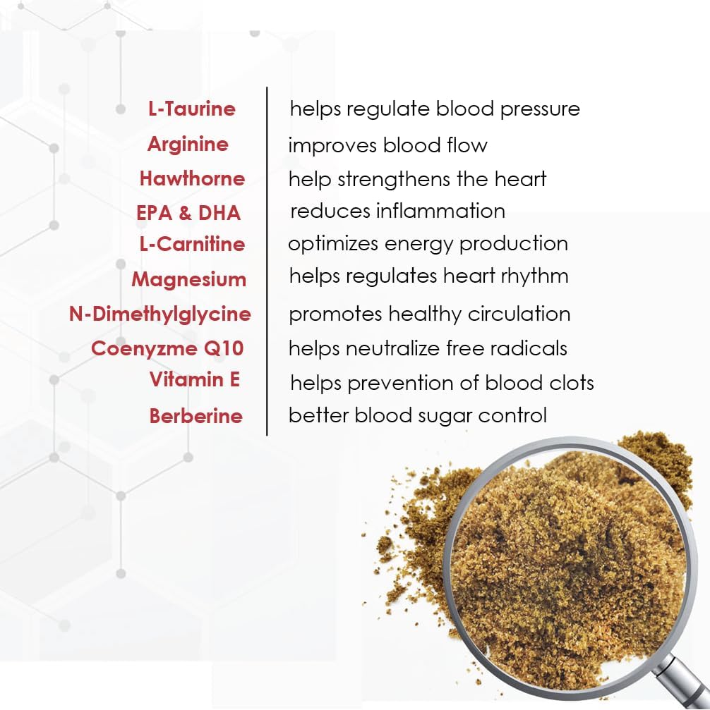 Dog Heart Support Granules with L-Taurine, L-Carnitine, EPA, DHA, Coenzyme Q10 - Promotes Cardiovascular Health, Muscle Function - 90 Doses, Made in USA