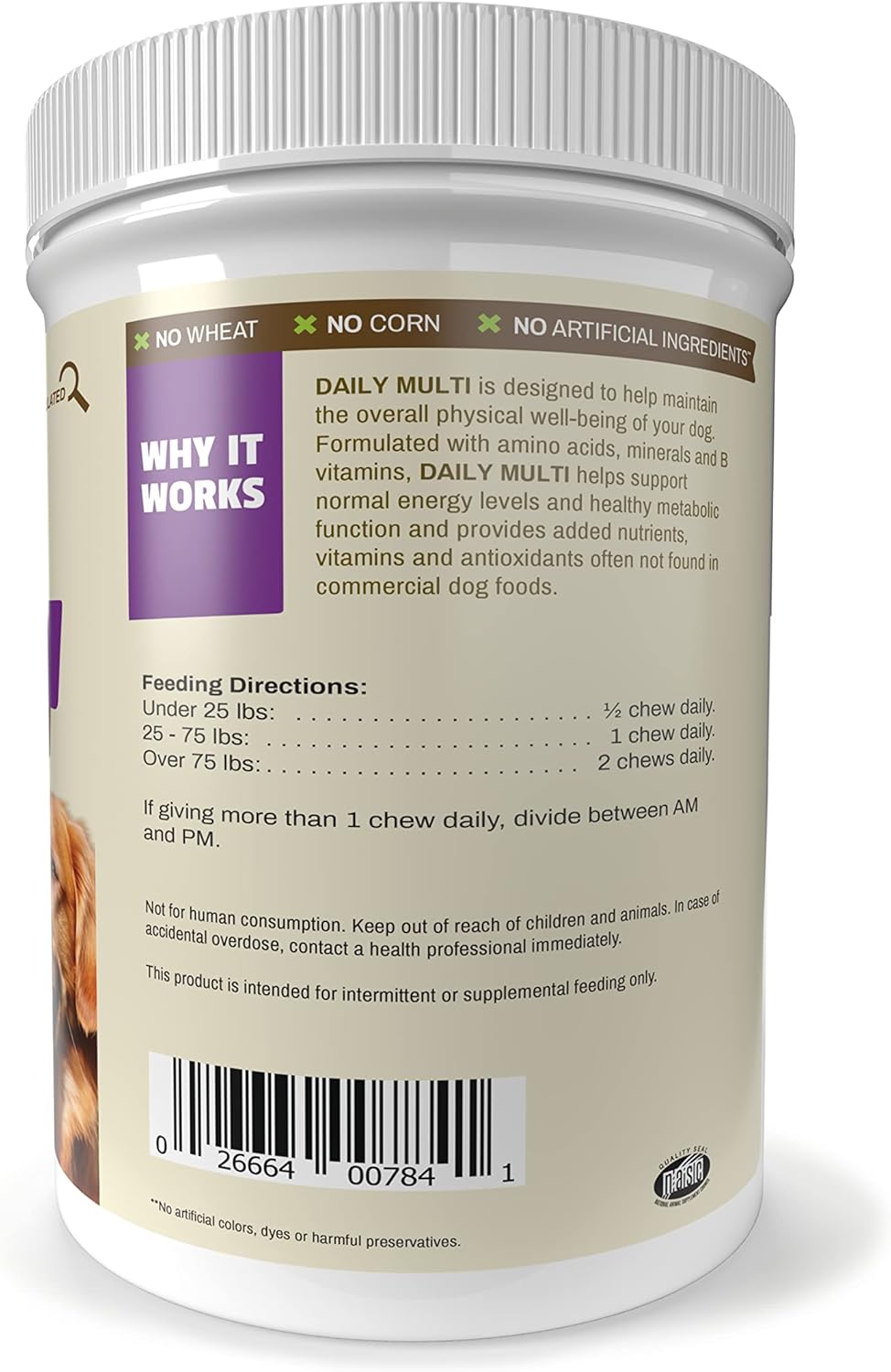 Dog Multivitamin Chews with Amino Acids and Antioxidants for Energy and Wellness - 150 Veggie Flavored Treats