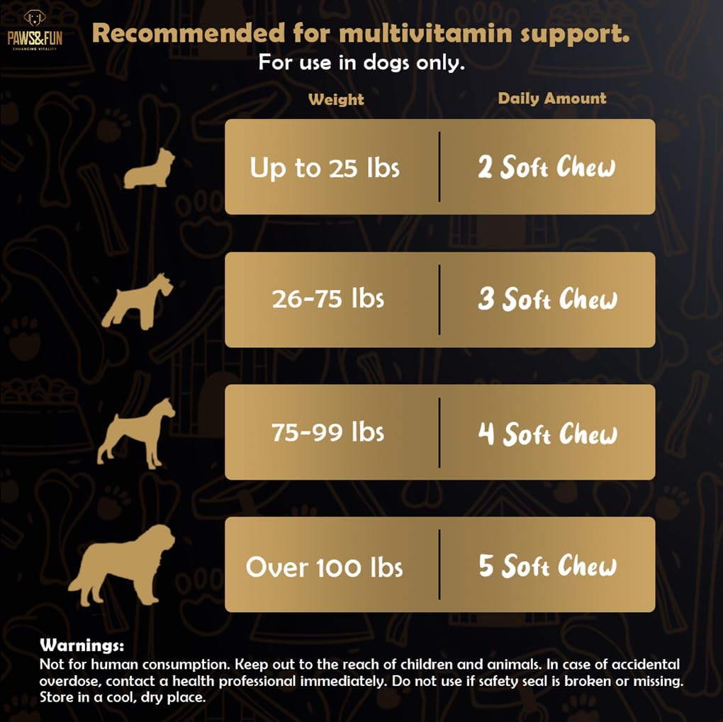 Dog Multivitamin Chews with Glucosamine, Probiotics, and Omega 3 for Hip, Joint, Digestion, Skin, and Coat - 10-in-1 Peanut Butter Supplement (120ct)