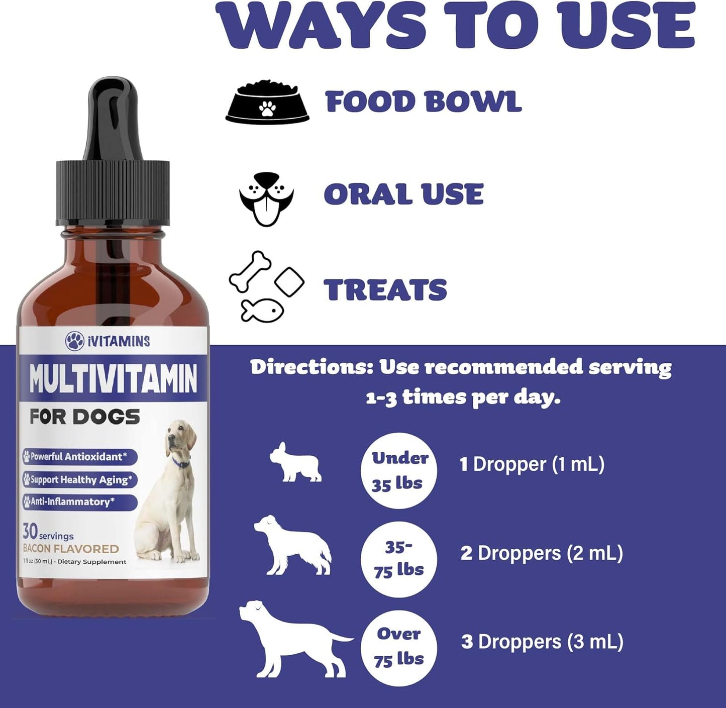 Dog Multivitamin Liquid Supplement for Joint, Gut, Immune, Skin, and Heart Health - 1 fl oz