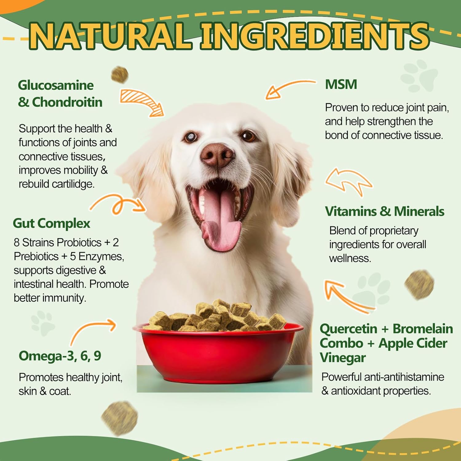 Dog Multivitamin Soft Chews with MSM, Glucosamine, Omegas, Probiotics - Joint, Skin & Coat, Immune Support - 120 Count