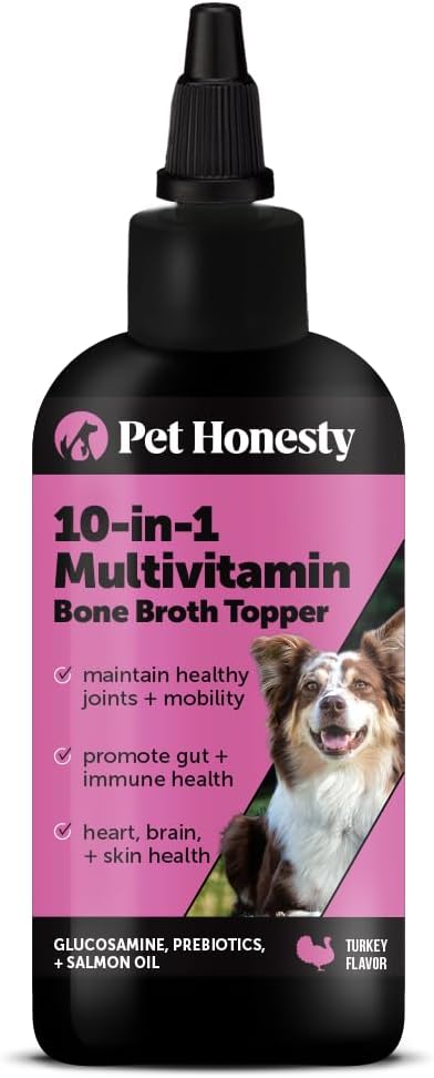 Dog Multivitamin Supplement with Salmon Oil for Allergy Itch Relief, Digestion, Skin & Coat Health - Liquid Food Topper with Prebiotics (12 oz)