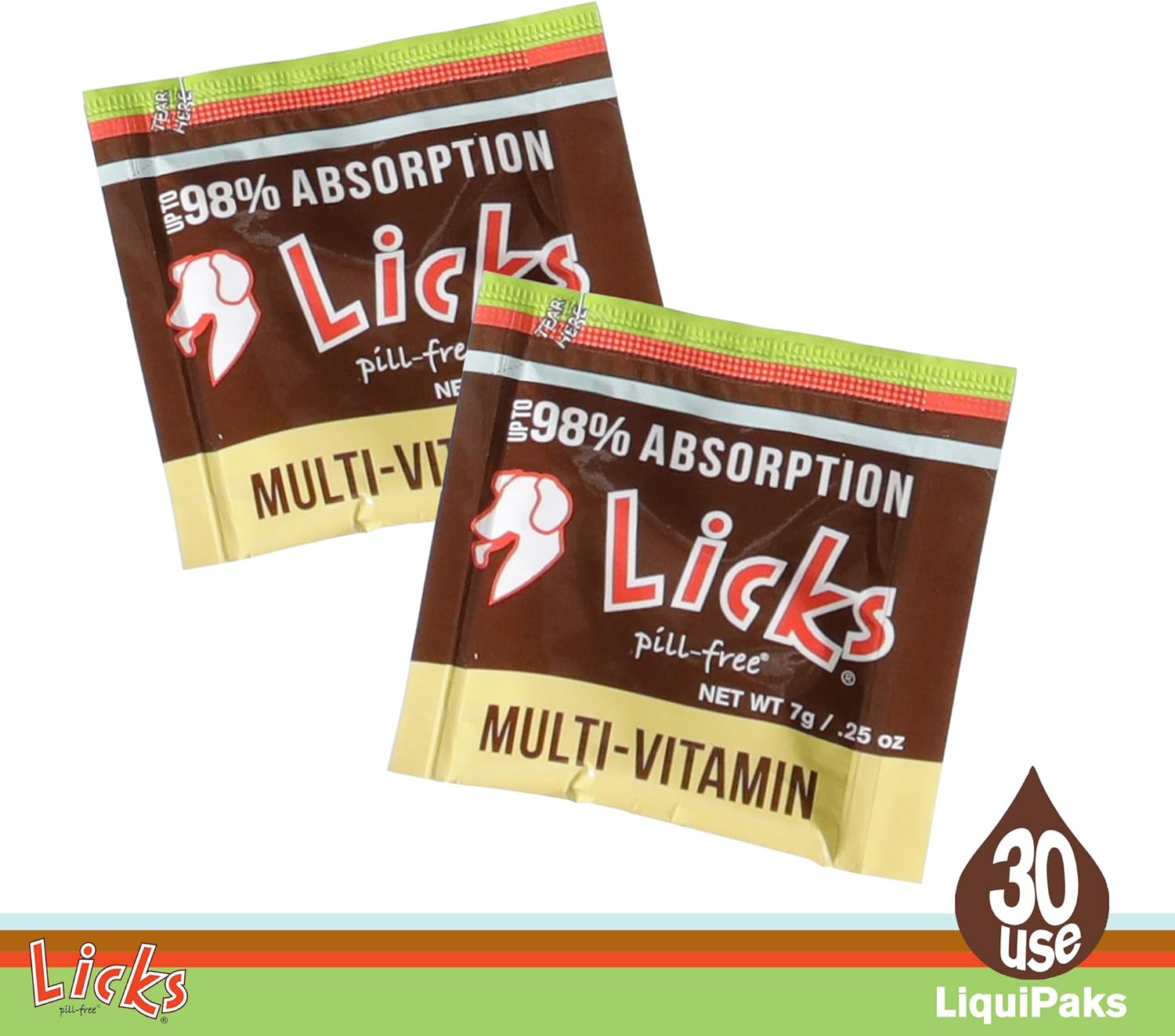 Dog Multivitamin Supplement with Vitamin C, D, Calcium - 30 Gel Packets - Pill-Free Pet Supplies