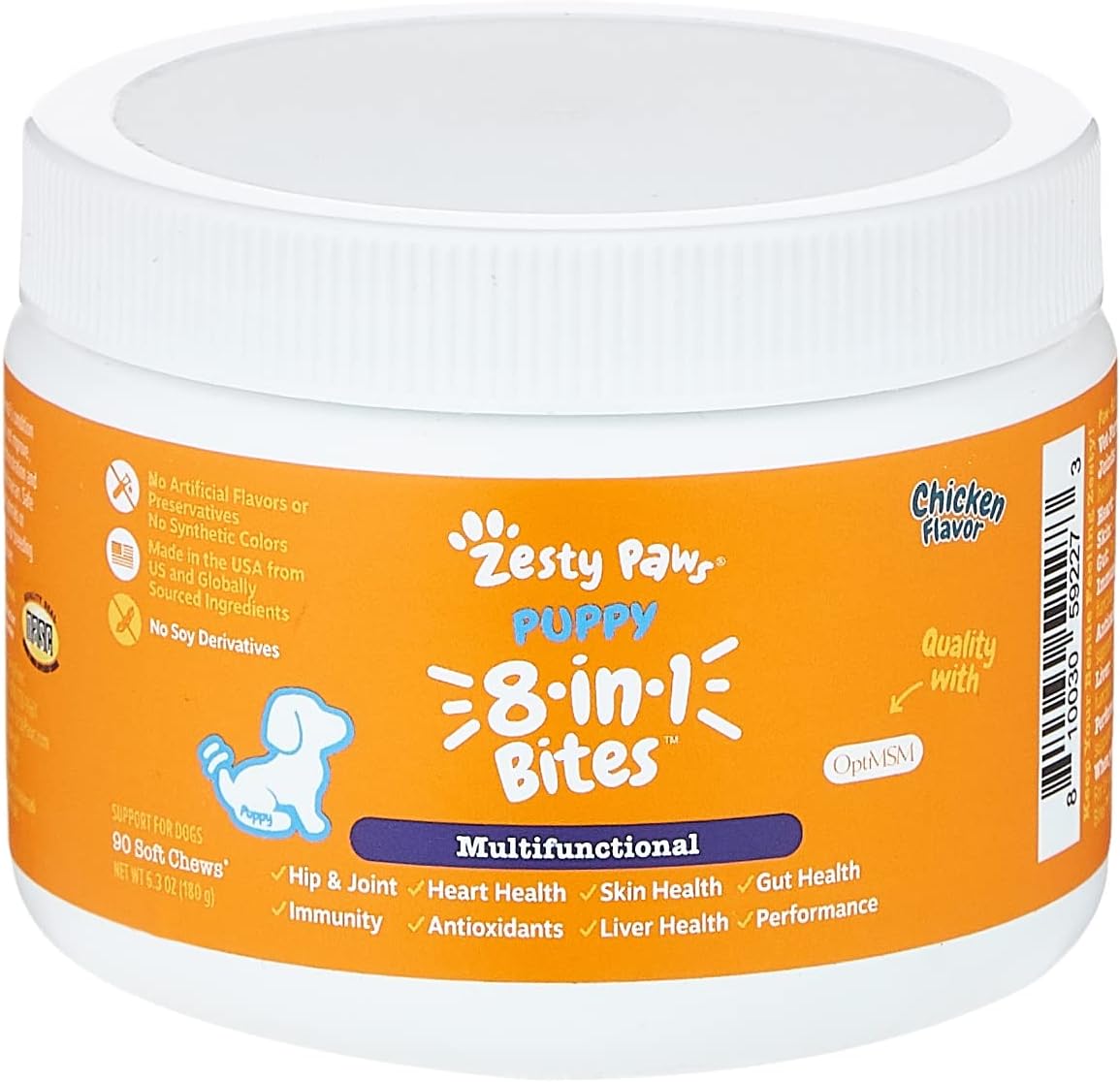 Dog Multivitamin Treats with Glucosamine Chondroitin, Digestive Enzymes, Probiotics - Grain Free Skin & Coat Health - Immune Support - 90 Count