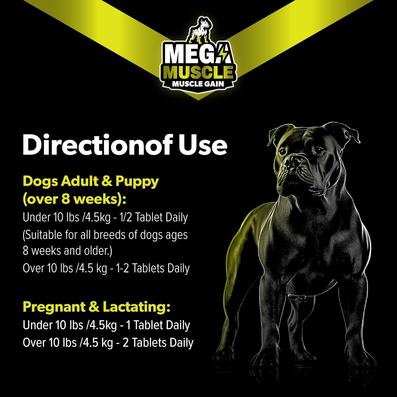 Dog Muscle Gain Chewable Tablets | 2-in-1 Daily Booster & Multivitamin | For All Life Stages | Puppy & Adult Dog Supplement | Chicken Flavor | 60 Tablets