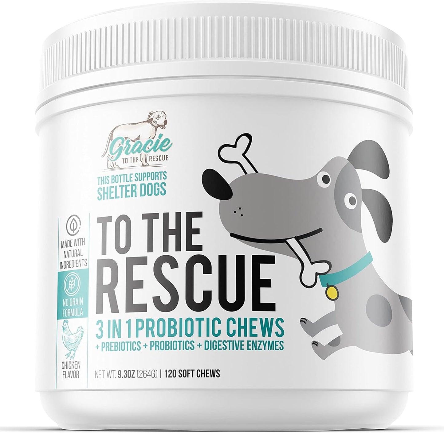 Dog Probiotic Chews for Digestive Health - 120 Soft Chews for Dogs